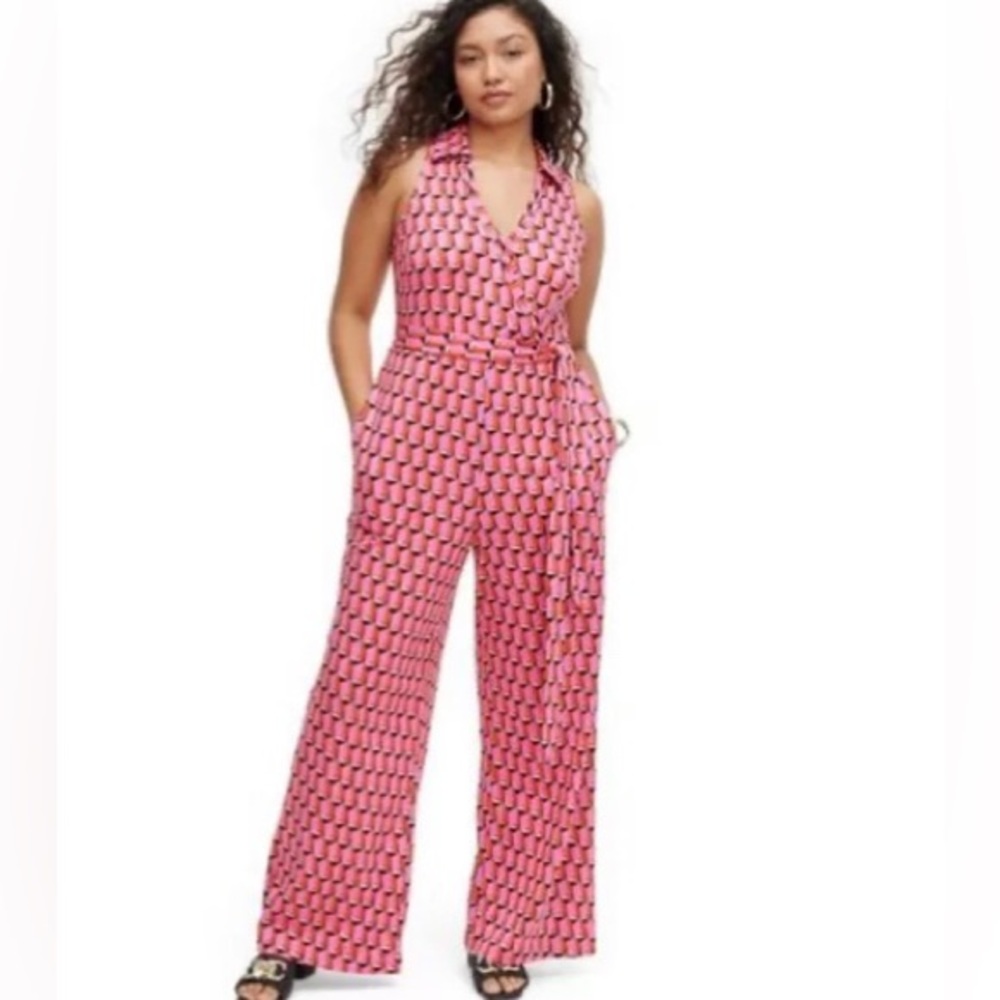 NWT Diane Von Furstenberg Pink Geometric Jumpsuit